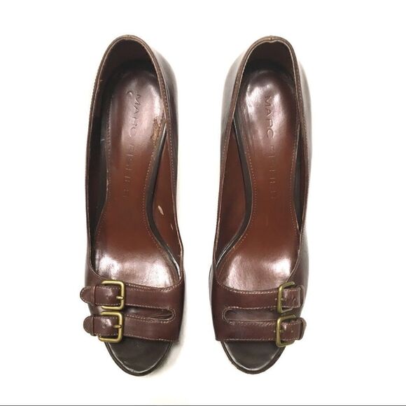 Marc Fisher Vertigo open toe double buckle heels 8 - Picture 4 of 13